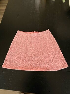 Pink Textured Mini Skirt - Women's Casual A-Line